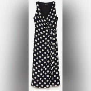 Mango Black/White Polka Dot Wrap Dress: 
Size 6